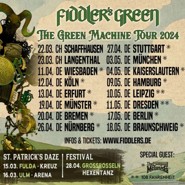 Flyer Fiddlers Green THE GREEN MACHINE TOUR 2024